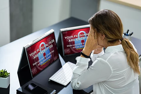 Ransomware Malware Attack. Business Computer Hacked