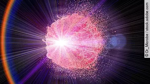 Abstrakte Darstellung einer energiereichen Strahleninteraktion