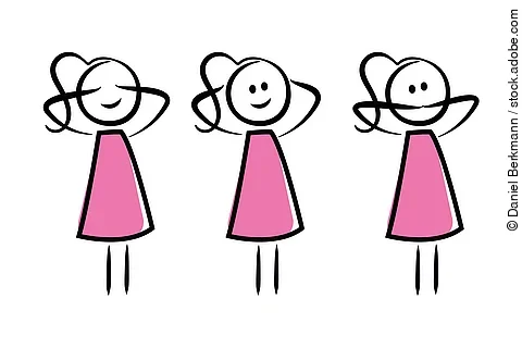 3 weibliche Strichmännchen - nichts sehen, nichts hören, nichts sagen