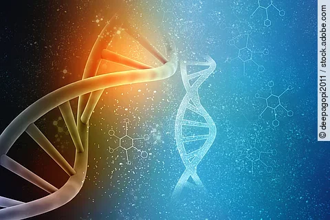 3d render of dna structure, abstract background