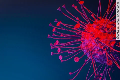 Virus Cell T-Cell cancer cell with receptors dendritic cells antigen-presenting cells mammalian immune system virus and virology concept 3d rendering 