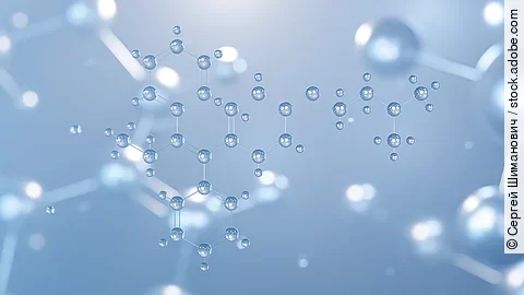 tamoxifen molecular structure 3d, flat model, nolvadex, structural chemical formula view from a microscope