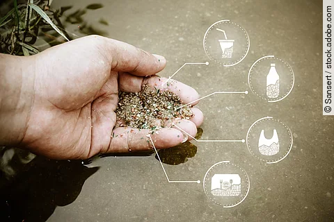 Microplastics at hand, microplastics, air pollution, aquatic microplastics, food microplastics.