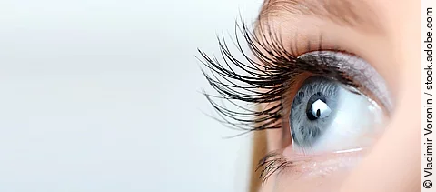 Female eye with long eyelashes close-up