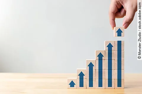 Ladder career path for business growth success process concept.H