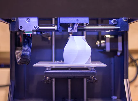 3D Drucker und Kunststoffgebilde, Nahaufnahme