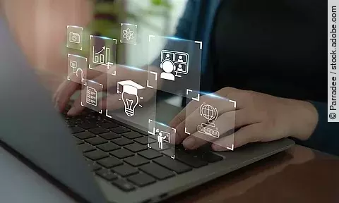 E learning technology concept. Online education, webinar, online E learning technology concept. Online education, webinar, online