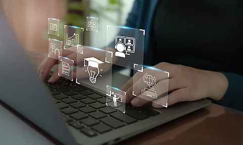 E learning technology concept. Online education, webinar, online E learning technology concept. Online education, webinar, online